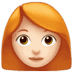 👩🏻‍🦰 woman: light skin tone, red hair display on Apple